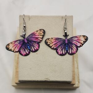 Butterfly Earrings in Pink and Purple
